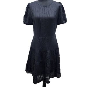 LOFT Fit And Flare Short Sleeve Womens Black Dress Size 0